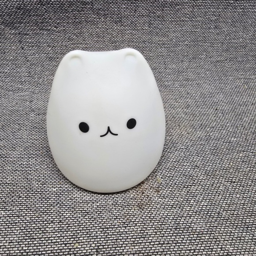 Cat Night Light Kawaii Silicone LED Color Changing OS White Excellent